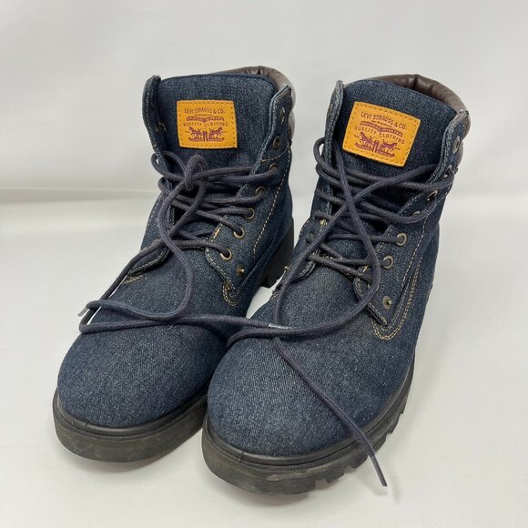 Levi Strauss Denim/Leather/Suede Lace Boots Shoes Men's Size 13 Blue/Black/Brown - Picture 2 of 15